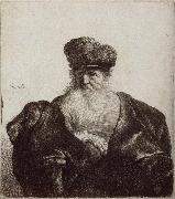 REMBRANDT Harmenszoon van Rijn Old Man with Beard,Fur Cap and Velvet Cloak oil painting on canvas